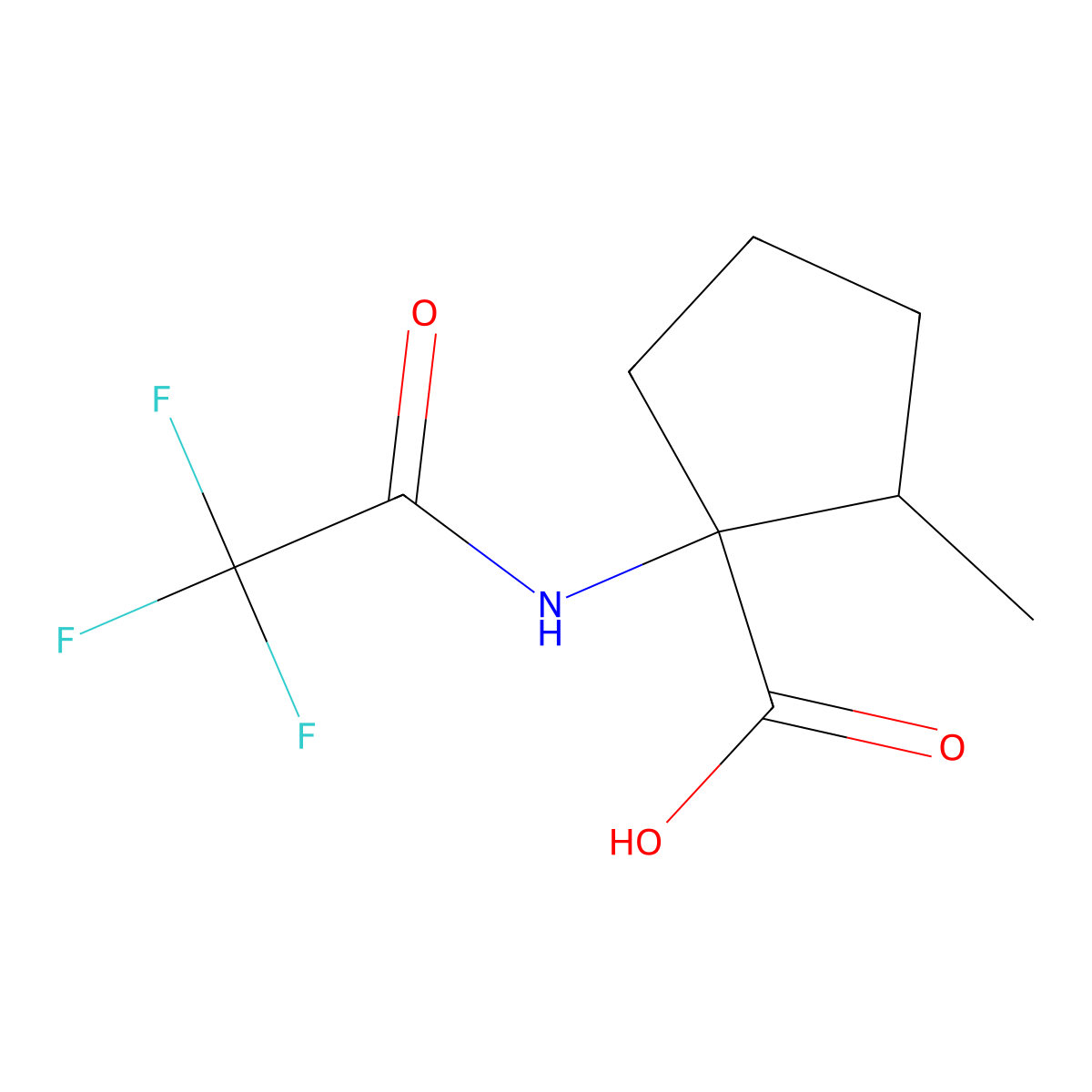 2-Methyl-1-(trifluoroacetamido)cyclopentane-1-carboxylic acid molecular structure, CAS 2680672-14-2