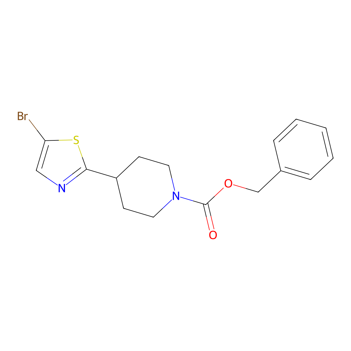 Benzyl 4-(5-bromo-1,3-thiazol-2-yl)piperidine-1-carboxylate molecular structure, CAS 2680672-19-7