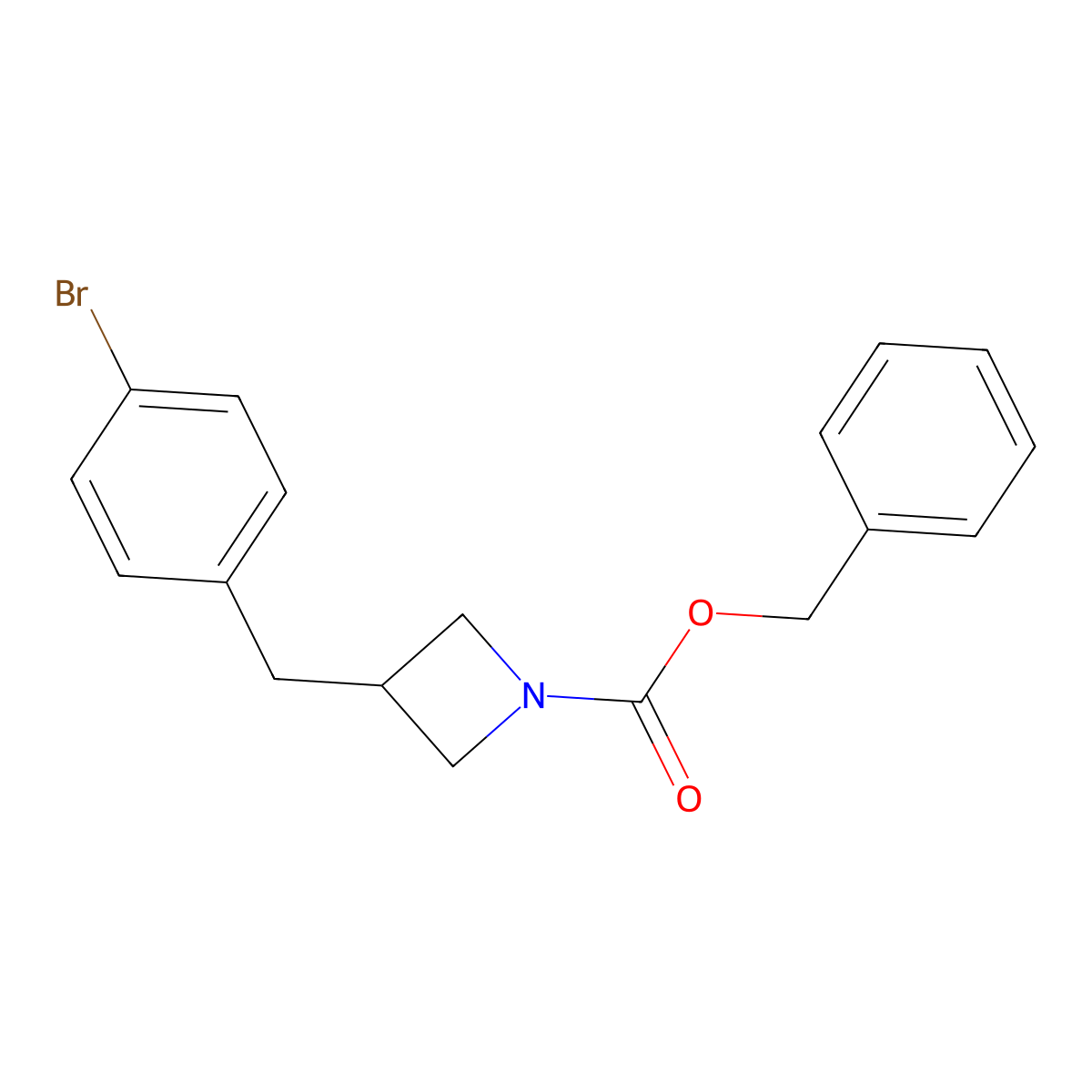 Benzyl 3-[(4-bromophenyl)methyl]azetidine-1-carboxylate molecular structure, CAS 2680672-29-9