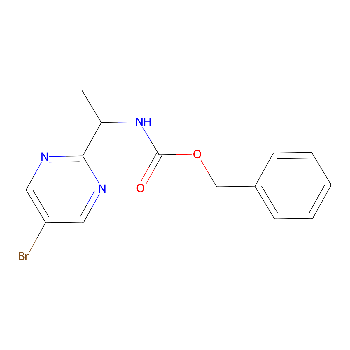 benzyl N-[1-(5-bromopyrimidin-2-yl)ethyl]carbamate molecular structure, CAS 2680672-35-7