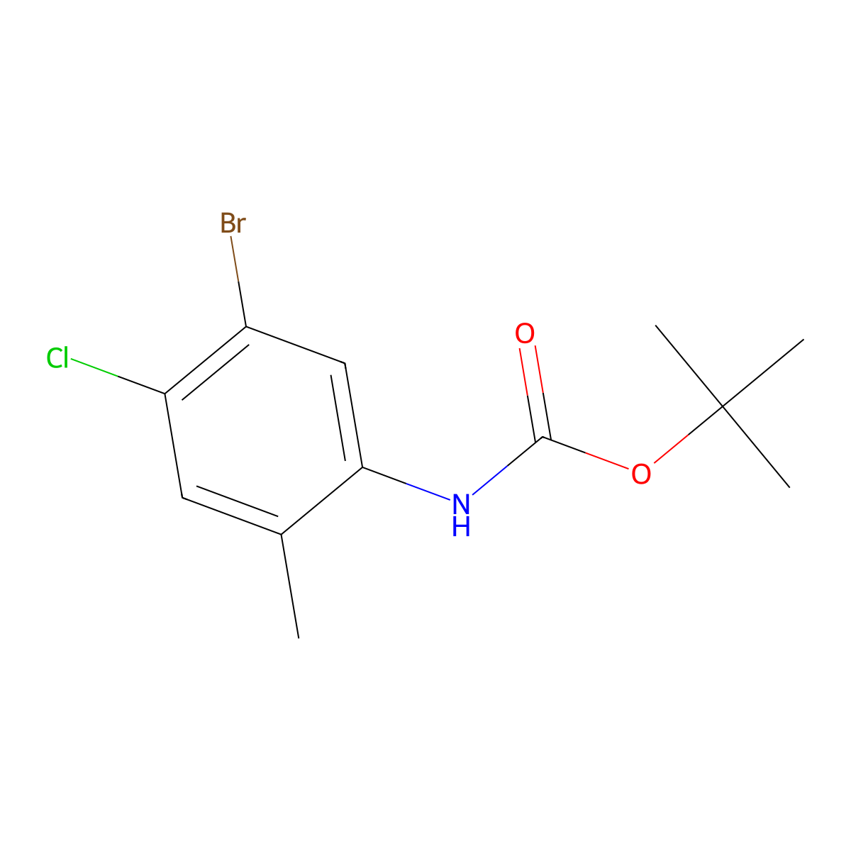 tert-butyl N-(5-bromo-4-chloro-2-methylphenyl)carbamate molecular structure, CAS 2680672-42-6