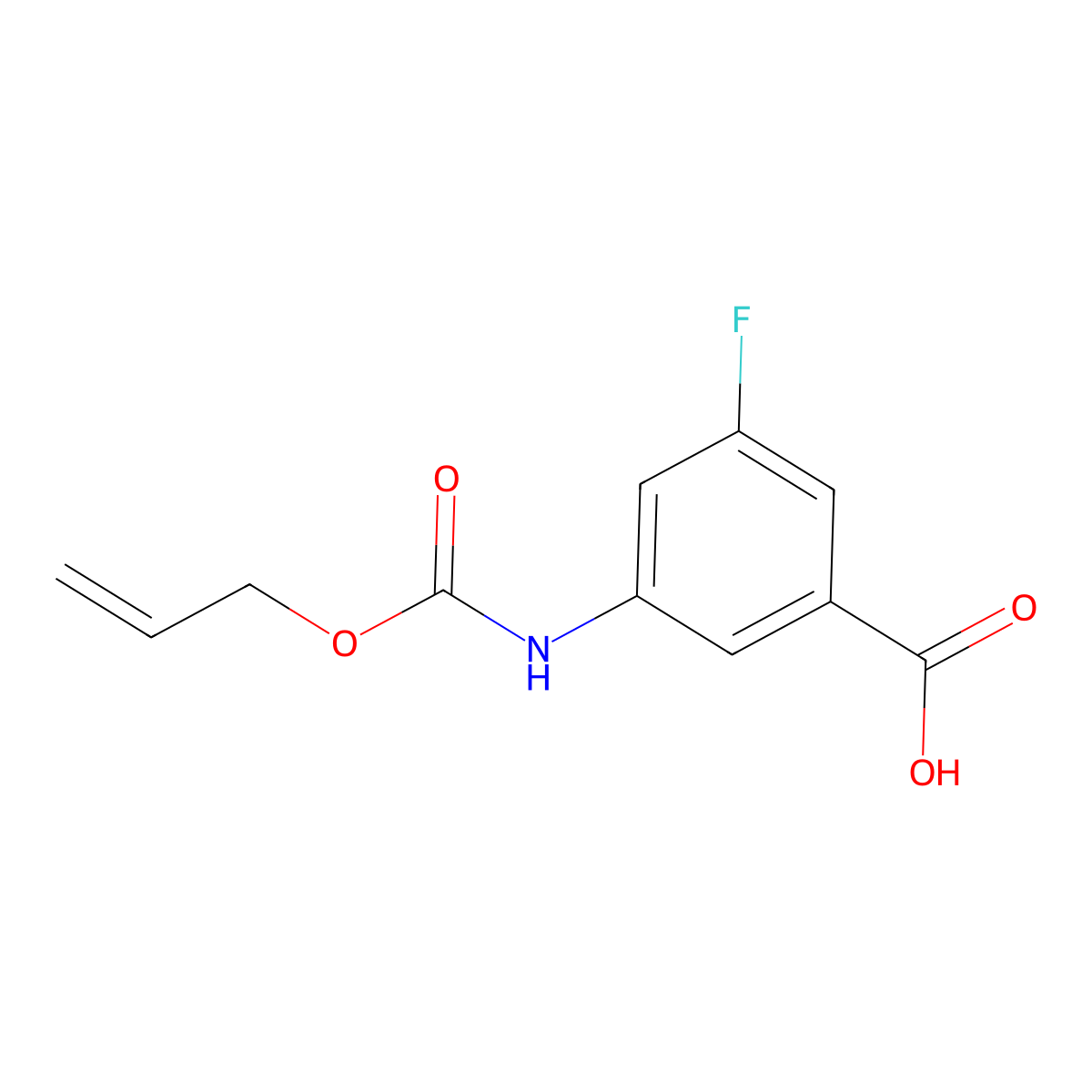 3-Fluoro-5-{[(prop-2-en-1-yloxy)carbonyl]amino}benzoic acid molecular structure, CAS 2680672-46-0