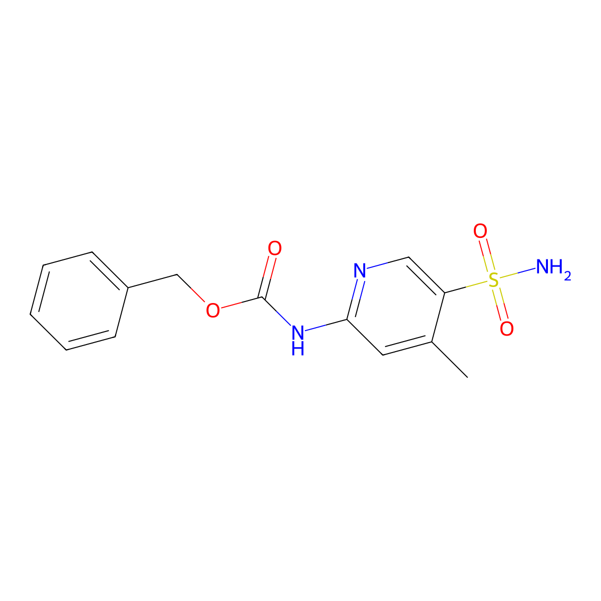 benzyl N-(4-methyl-5-sulfamoylpyridin-2-yl)carbamate molecular structure, CAS 2680672-47-1