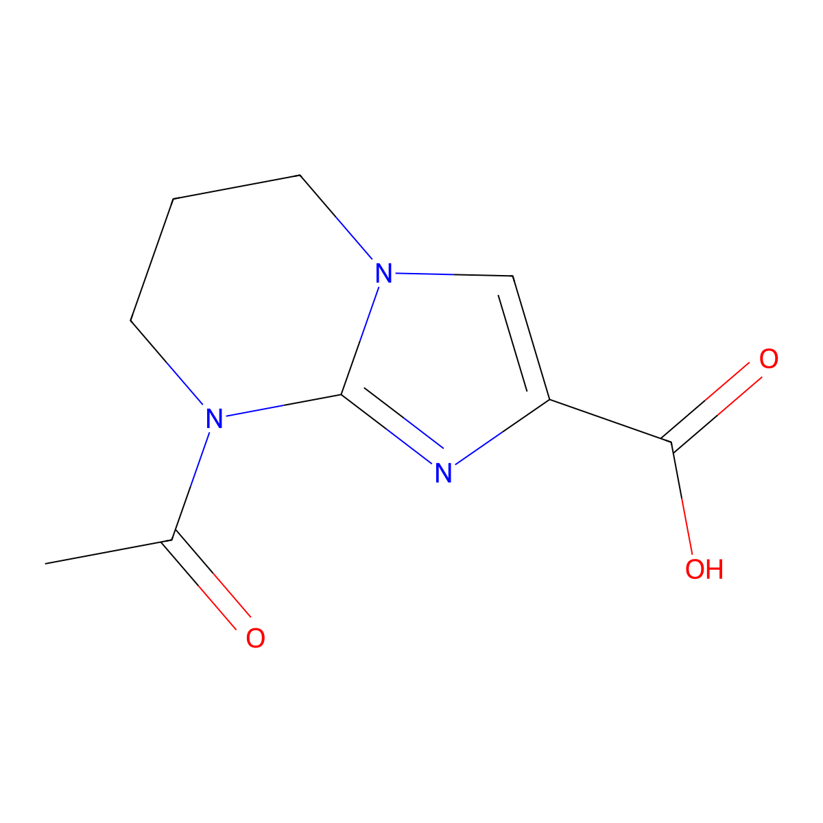 8-acetyl-5H,6H,7H,8H-imidazo[1,2-a]pyrimidine-2-carboxylic acid molecular structure, CAS 2680672-49-3