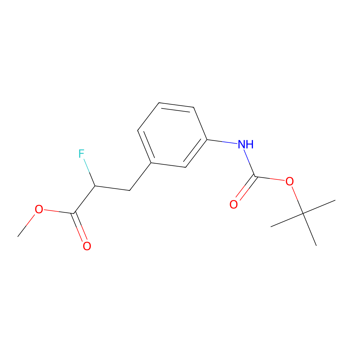 Methyl 3-(3-{[(tert-butoxy)carbonyl]amino}phenyl)-2-fluoropropanoate molecular structure, CAS 2680672-65-3