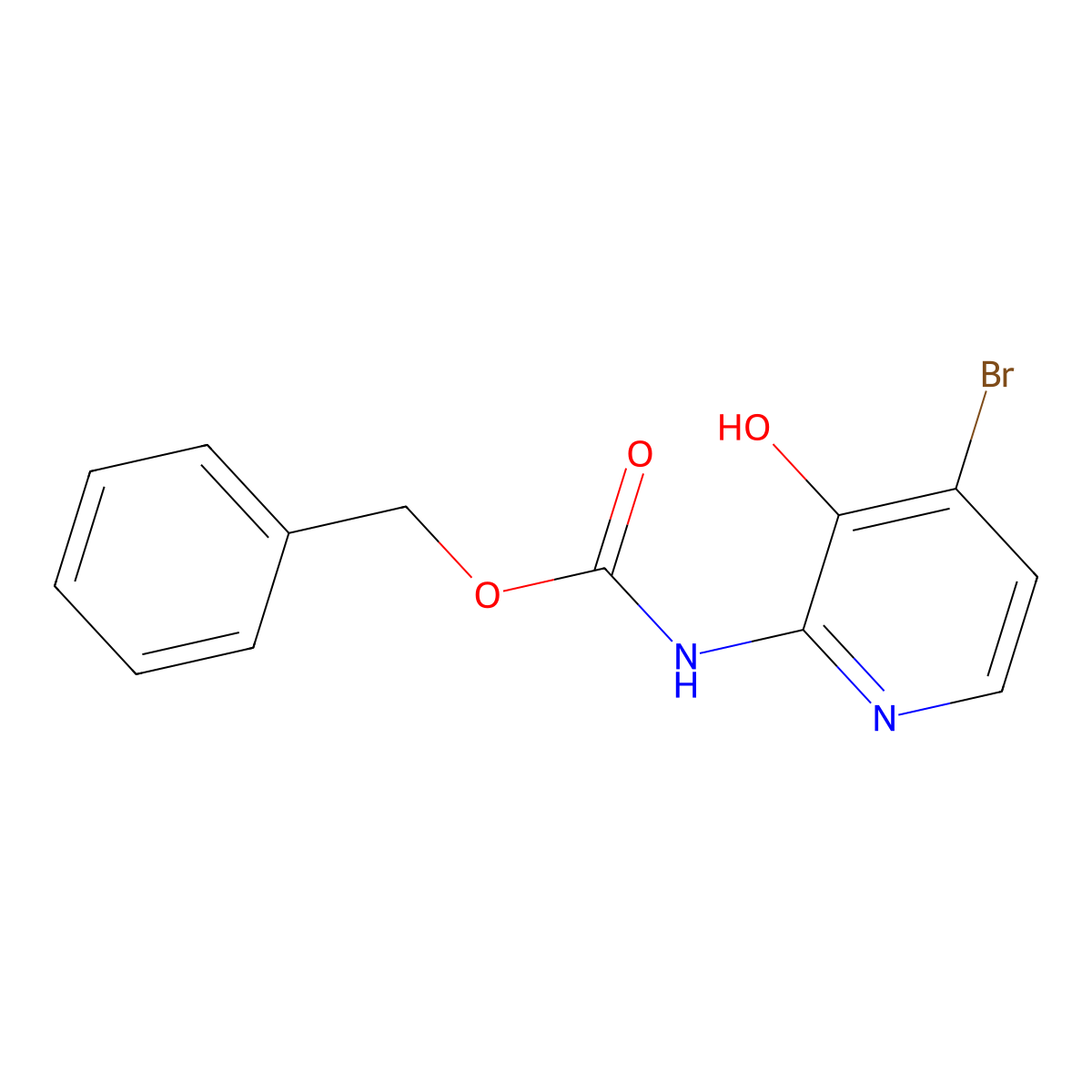 benzyl N-(4-bromo-3-hydroxypyridin-2-yl)carbamate molecular structure, CAS 2680672-82-4