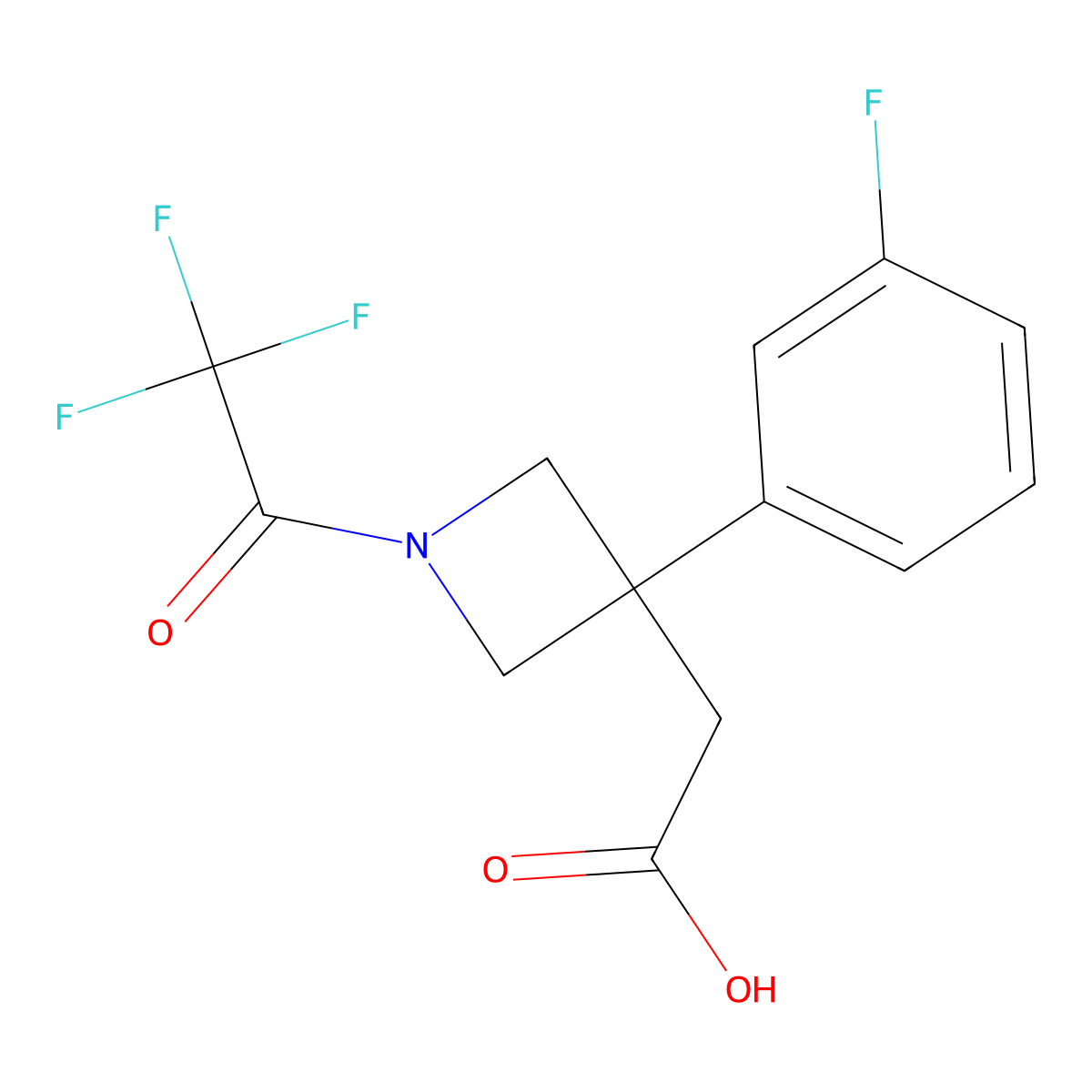 2-[3-(3-Fluorophenyl)-1-(2,2,2-trifluoroacetyl)azetidin-3-yl]acetic acid molecular structure, CAS 2680672-87-9