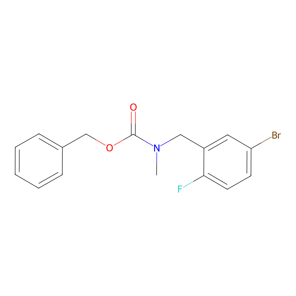 benzyl N-[(5-bromo-2-fluorophenyl)methyl]-N-methylcarbamate molecular structure, CAS 2680672-88-0