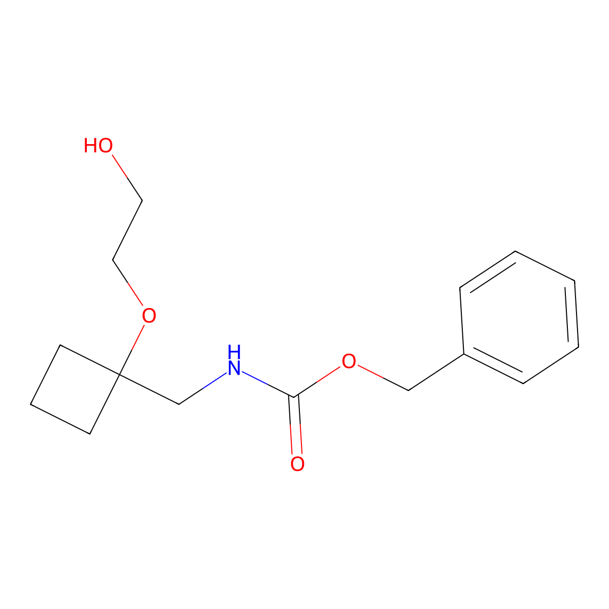 benzyl N-{[1-(2-hydroxyethoxy)cyclobutyl]methyl}carbamate molecular structure, CAS 2680673-04-3