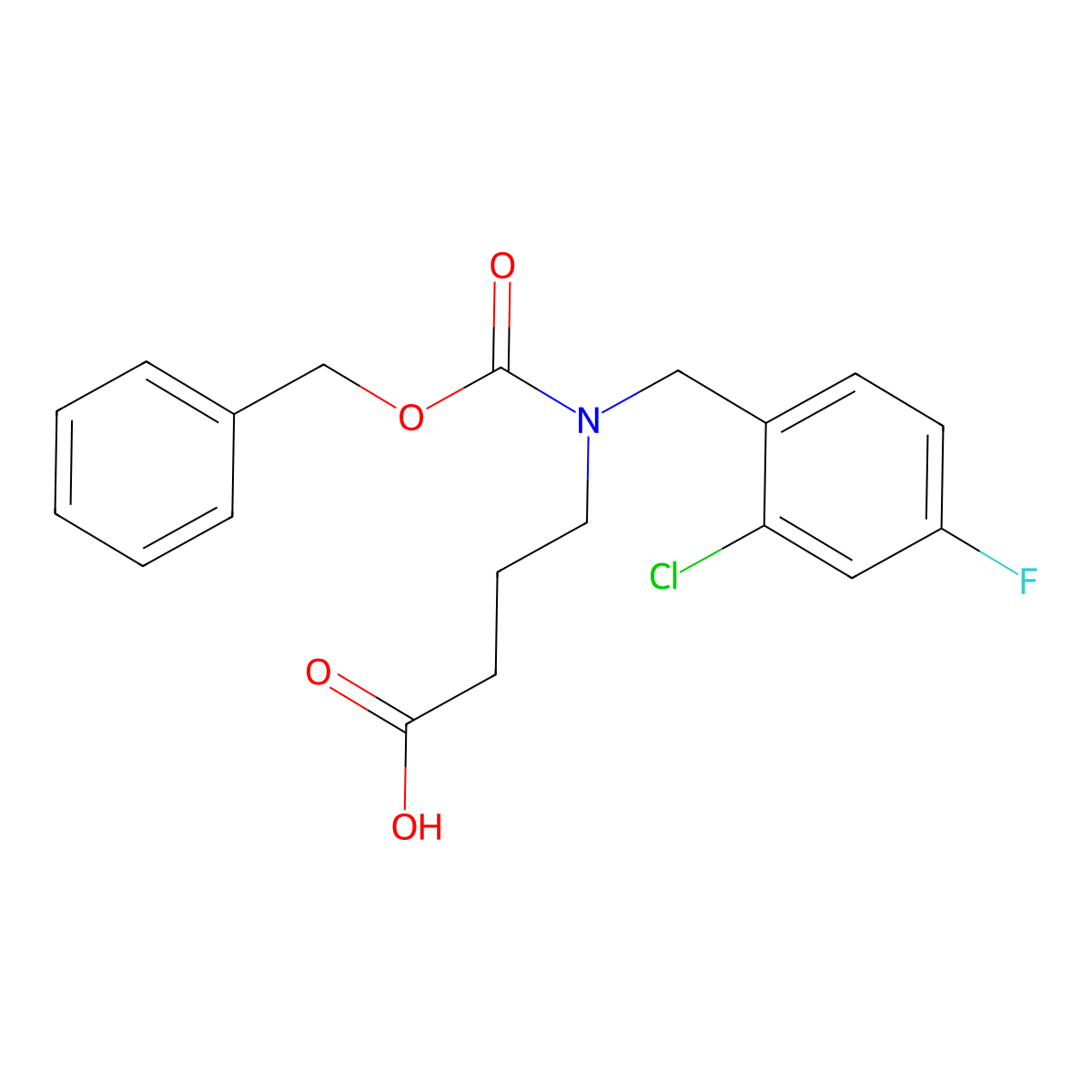 4-{[(Benzyloxy)carbonyl][(2-chloro-4-fluorophenyl)methyl]amino}butanoic acid molecular structure, CAS 2680673-09-8