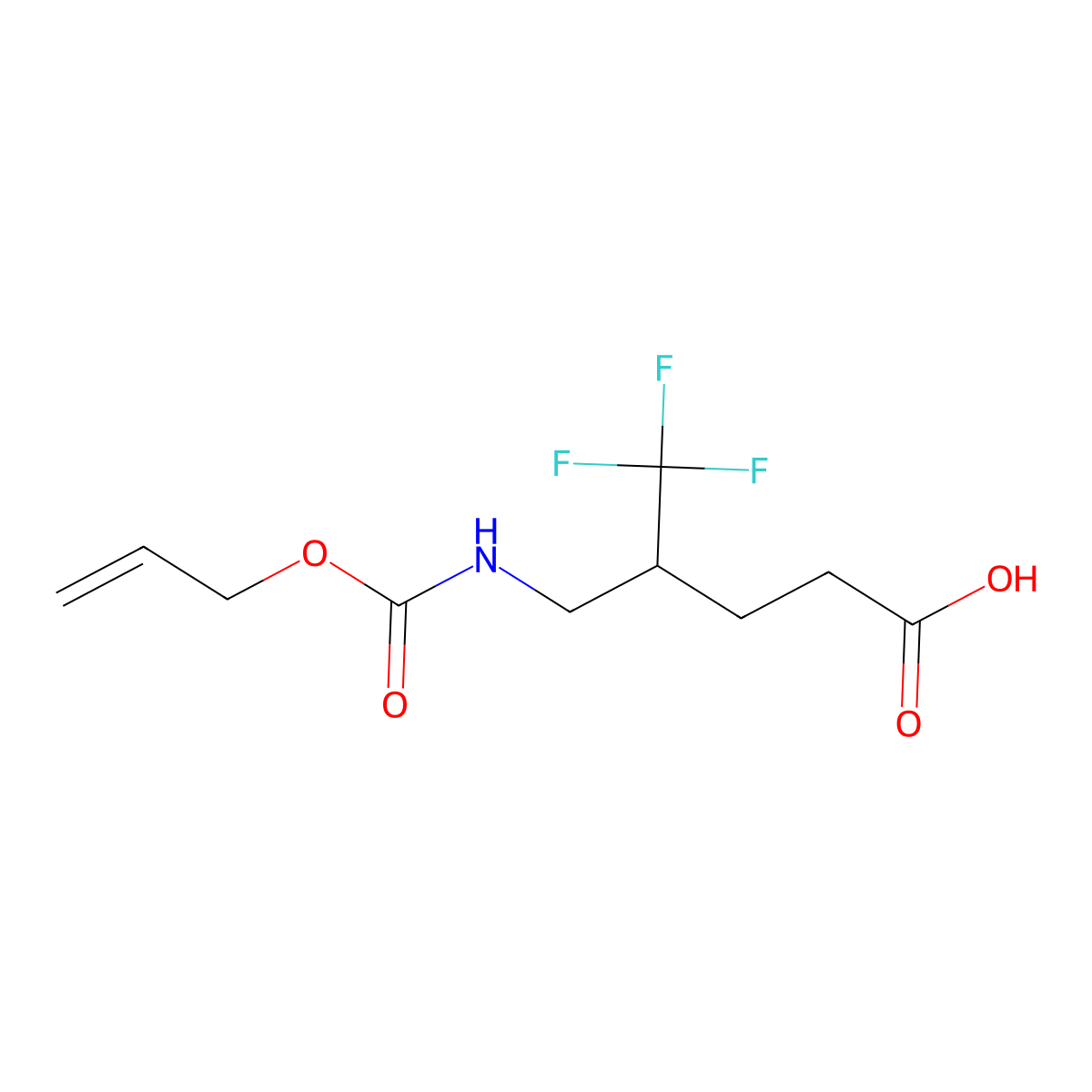 5,5,5-Trifluoro-4-({[(prop-2-en-1-yloxy)carbonyl]amino}methyl)pentanoic acid molecular structure, CAS 2680673-22-5