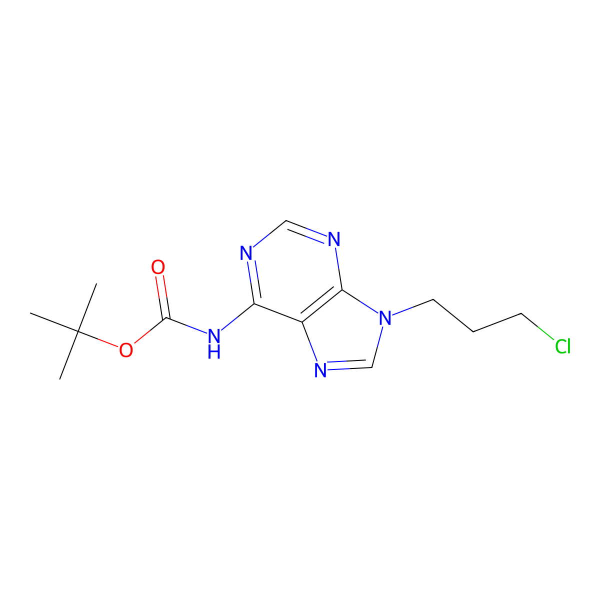 tert-butyl N-[9-(3-chloropropyl)-9H-purin-6-yl]carbamate molecular structure, CAS 2680673-25-8