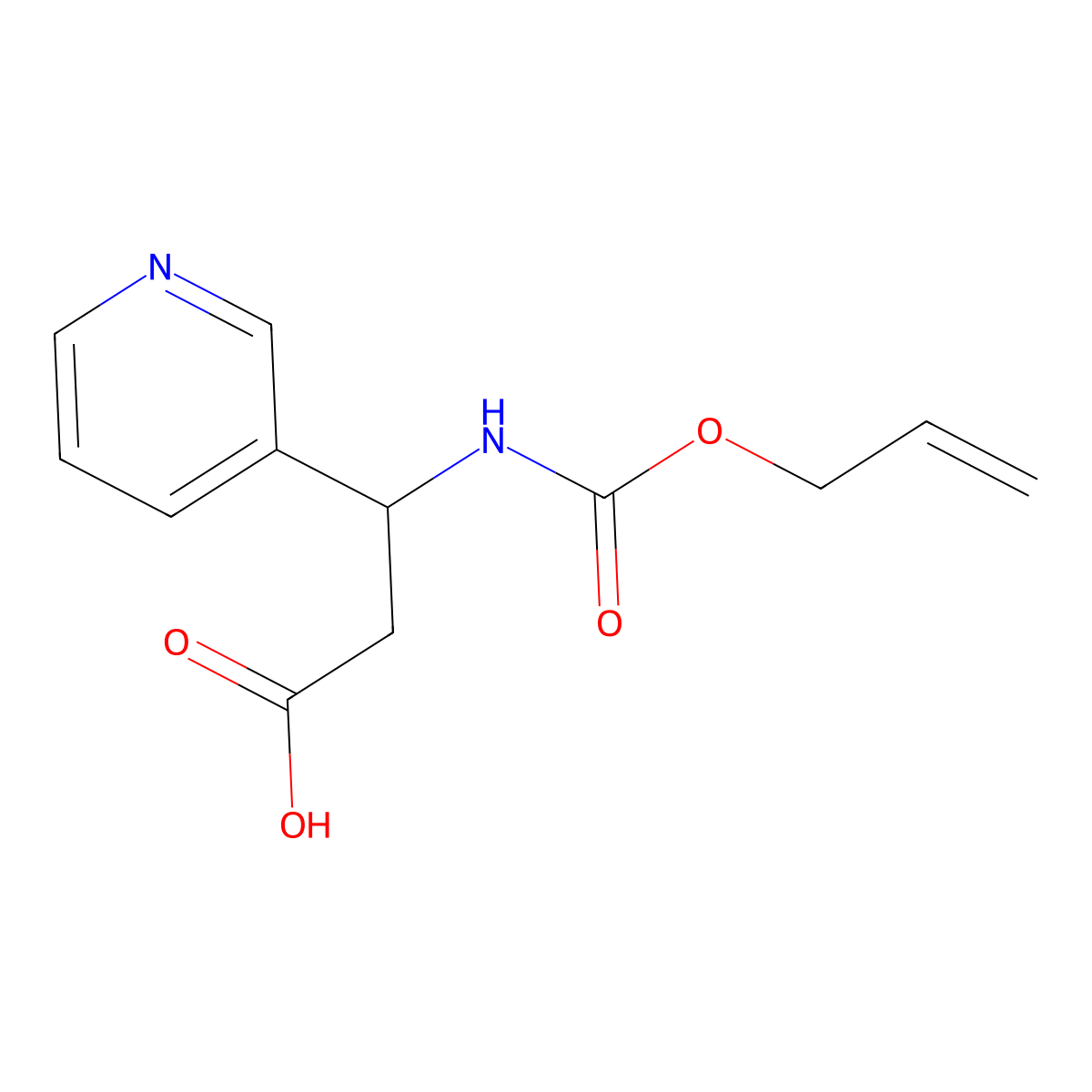 3-{[(Prop-2-en-1-yloxy)carbonyl]amino}-3-(pyridin-3-yl)propanoic acid molecular structure, CAS 2680673-26-9