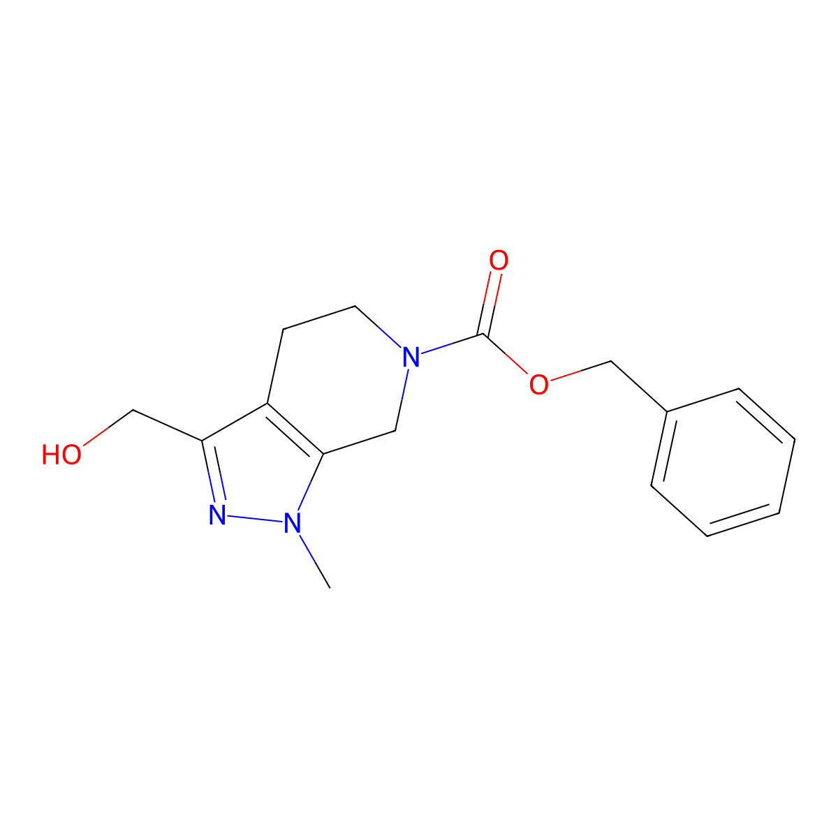 benzyl 3-(hydroxymethyl)-1-methyl-1H,4H,5H,6H,7H-pyrazolo[3,4-c]pyridine-6-carboxylate molecular structure, CAS 2680673-27-0