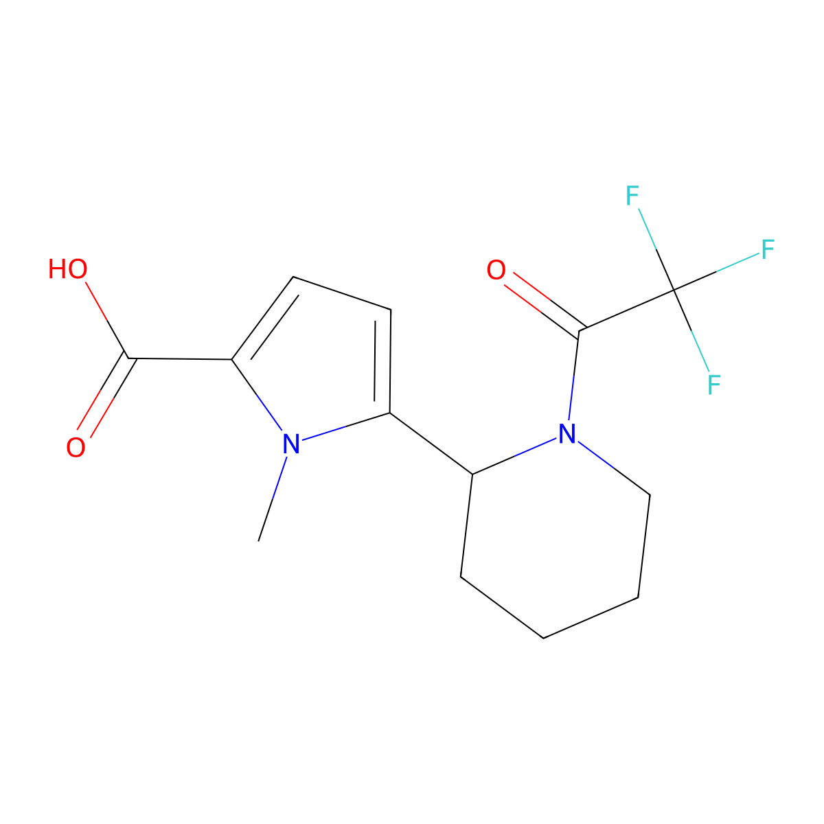 1-methyl-5-[1-(2,2,2-trifluoroacetyl)piperidin-2-yl]-1H-pyrrole-2-carboxylic acid molecular structure, CAS 2680673-28-1
