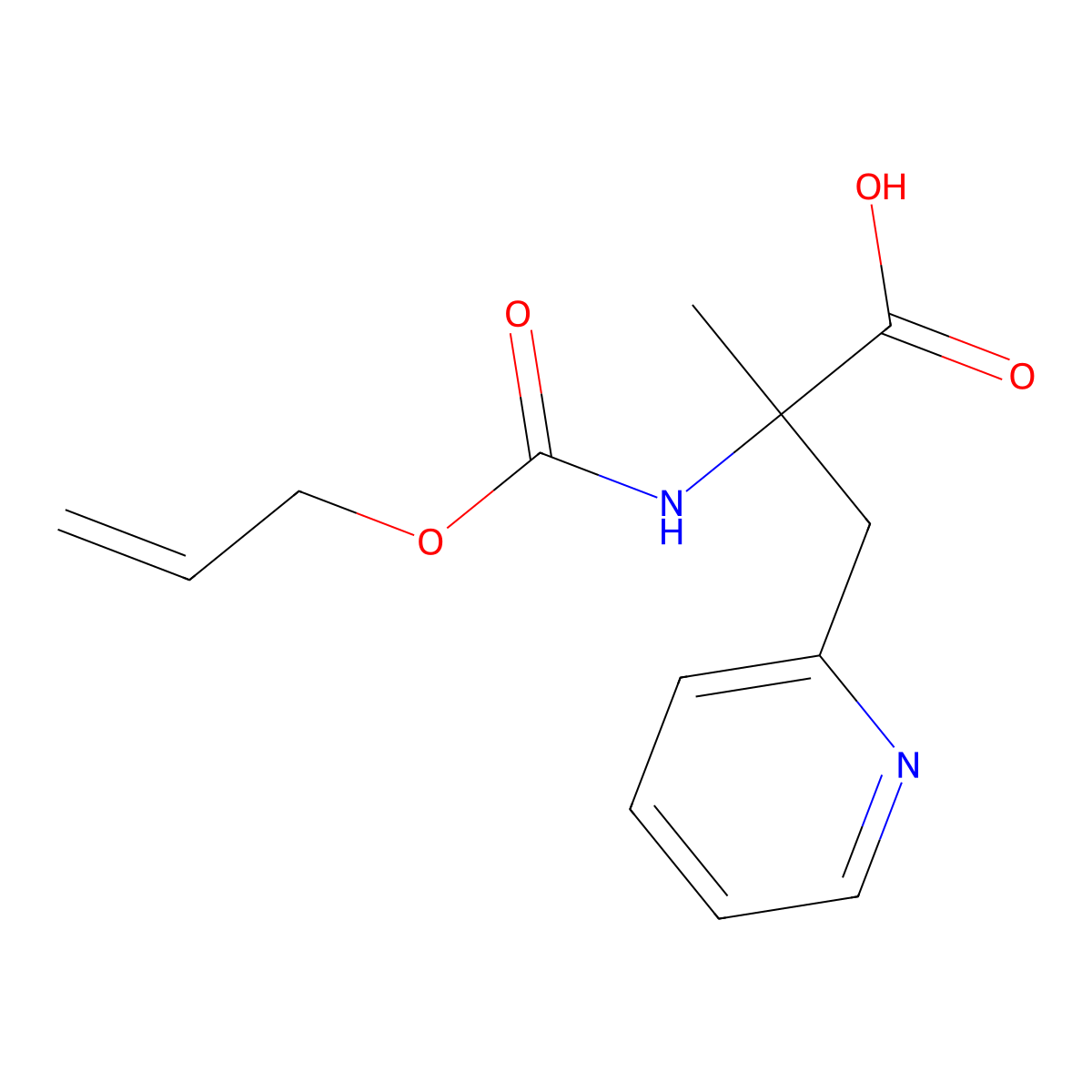 2-Methyl-2-{[(prop-2-en-1-yloxy)carbonyl]amino}-3-(pyridin-2-yl)propanoic acid molecular structure, CAS 2680673-34-9