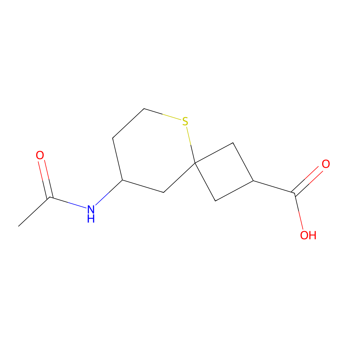 8-Acetamido-5-thiaspiro[3.5]nonane-2-carboxylic acid molecular structure, CAS 2680673-35-0
