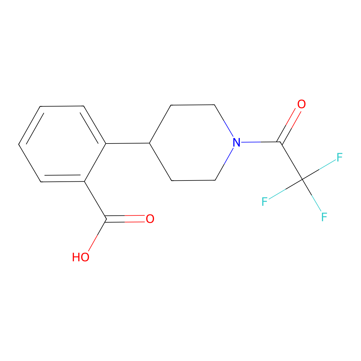 2-[1-(2,2,2-Trifluoroacetyl)piperidin-4-yl]benzoic acid molecular structure, CAS 2680673-40-7