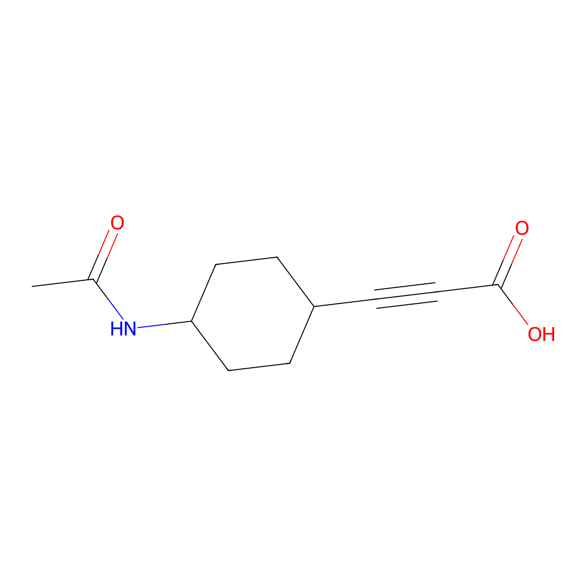 3-(4-Acetamidocyclohexyl)prop-2-ynoic acid molecular structure, CAS 2680673-51-0