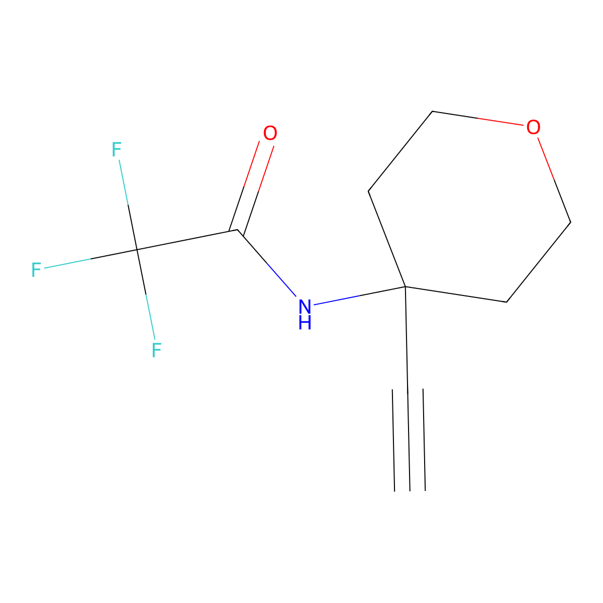 N-(4-ethynyloxan-4-yl)-2,2,2-trifluoroacetamide molecular structure, CAS 2680673-54-3