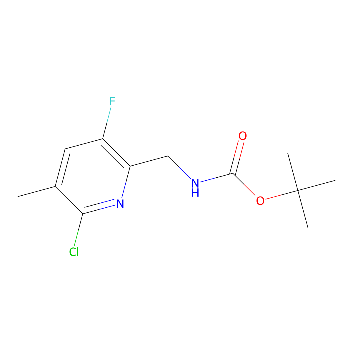 tert-butyl N-[(6-chloro-3-fluoro-5-methylpyridin-2-yl)methyl]carbamate molecular structure, CAS 2680673-55-4