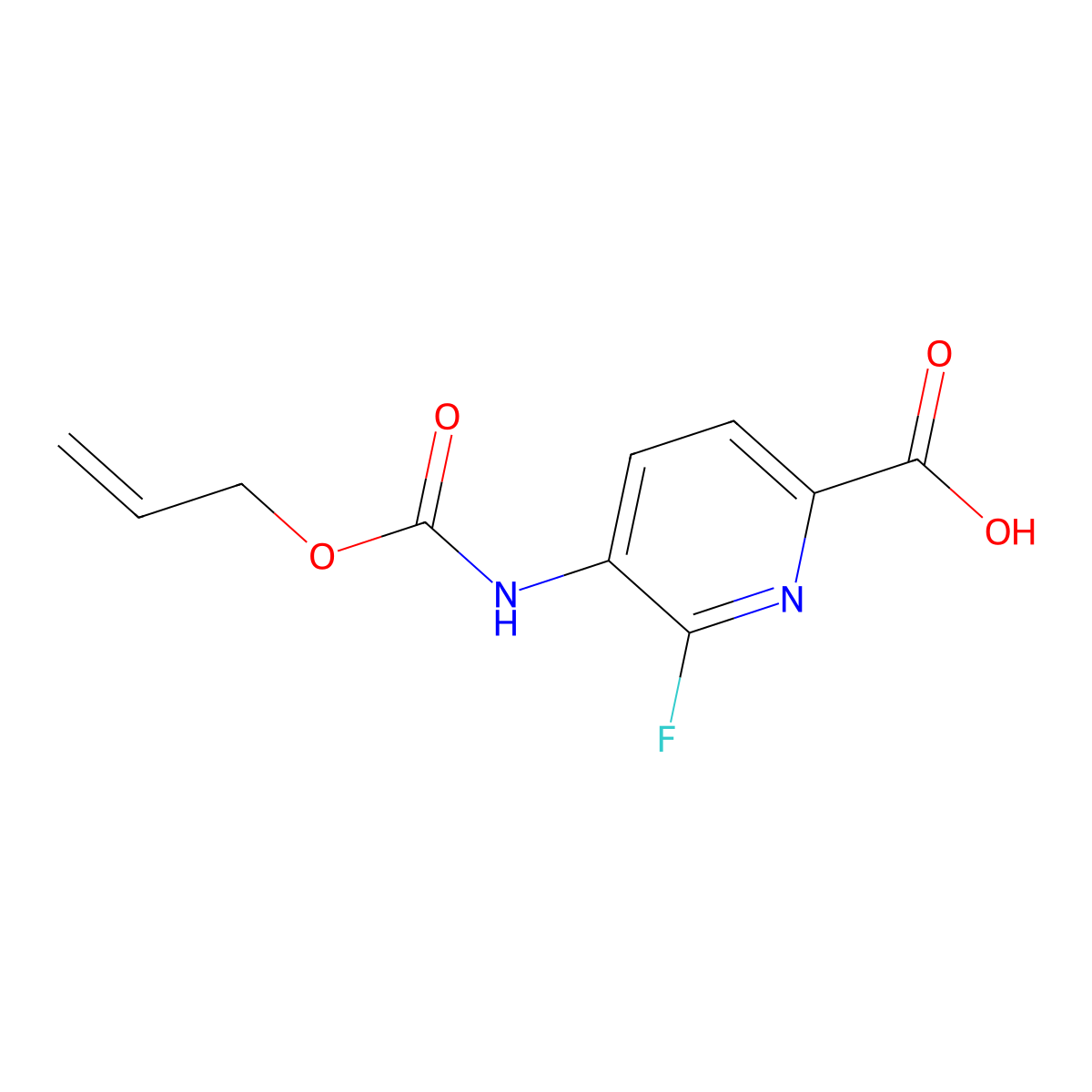 6-Fluoro-5-{[(prop-2-en-1-yloxy)carbonyl]amino}pyridine-2-carboxylic acid molecular structure, CAS 2680673-56-5