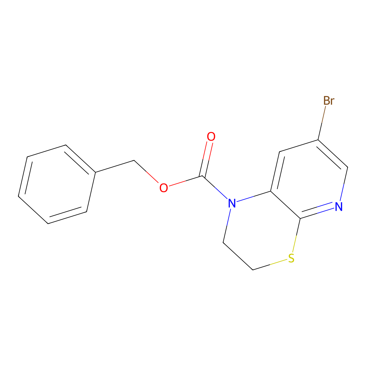 benzyl 7-bromo-1H,2H,3H-pyrido[2,3-b][1,4]thiazine-1-carboxylate molecular structure, CAS 2680673-69-0