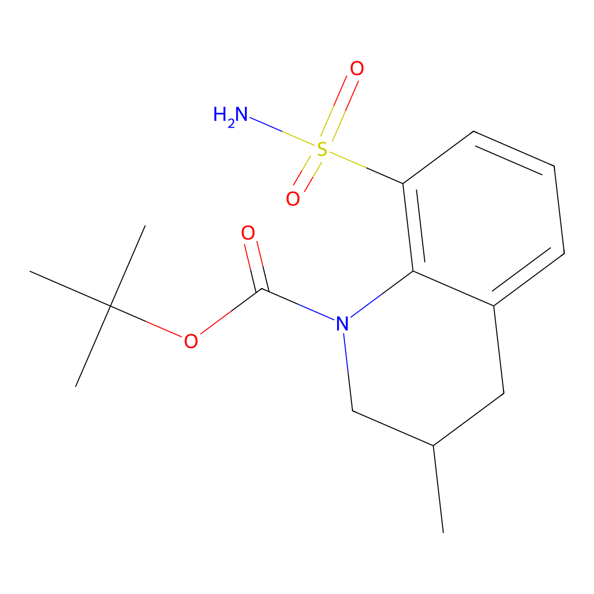 Tert-butyl 3-methyl-8-sulfamoyl-1,2,3,4-tetrahydroquinoline-1-carboxylate molecular structure, CAS 2680673-73-6