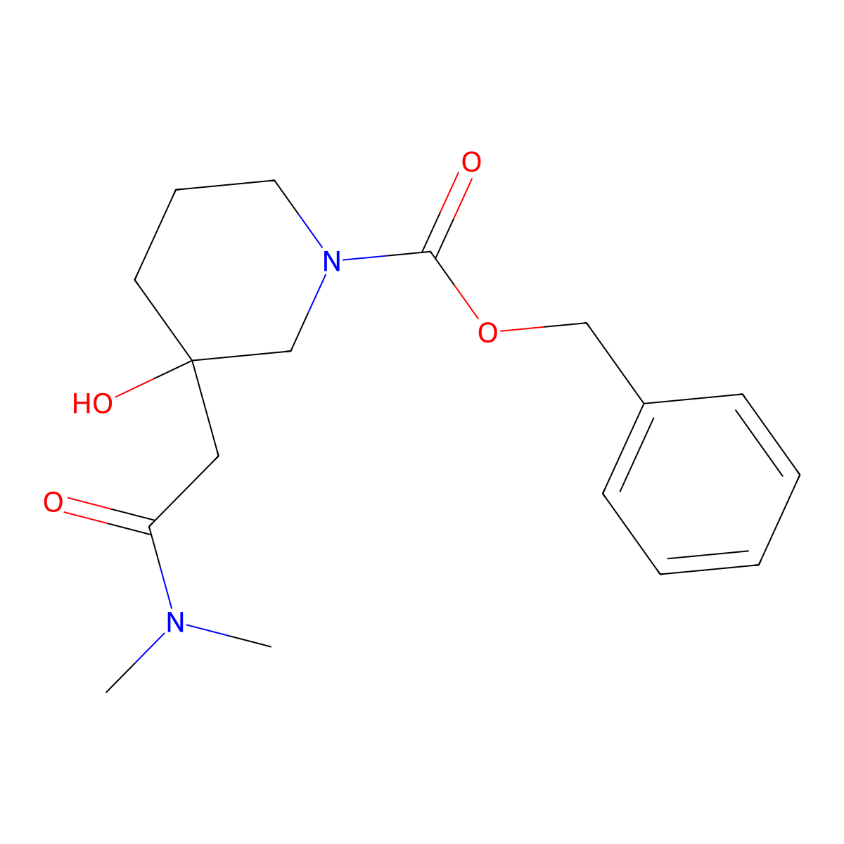 Benzyl 3-[(dimethylcarbamoyl)methyl]-3-hydroxypiperidine-1-carboxylate molecular structure, CAS 2680673-75-8