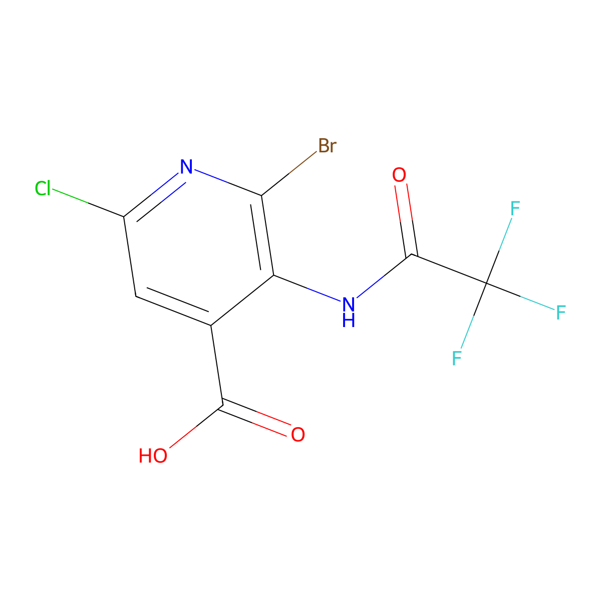 2-Bromo-6-chloro-3-(2,2,2-trifluoroacetamido)pyridine-4-carboxylic acid molecular structure, CAS 2680673-85-0