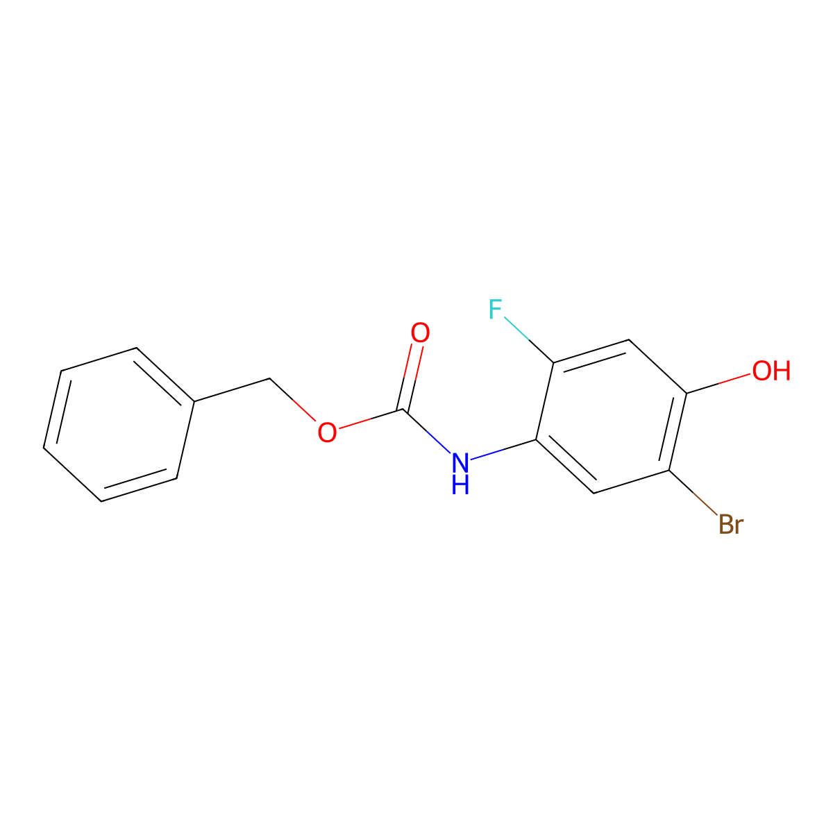 benzyl N-(5-bromo-2-fluoro-4-hydroxyphenyl)carbamate molecular structure, CAS 2680673-91-8