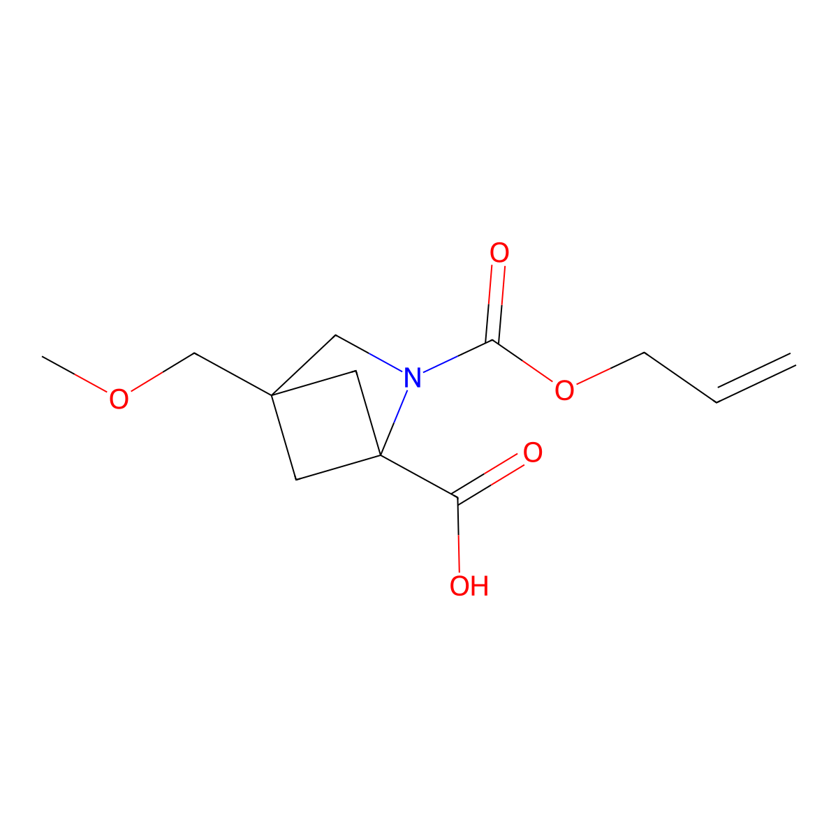 4-(Methoxymethyl)-2-[(prop-2-en-1-yloxy)carbonyl]-2-azabicyclo[2.1.1]hexane-1-carboxylic acid molecular structure, CAS 2680673-93-0