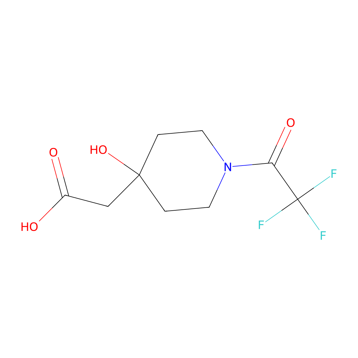 2-[4-Hydroxy-1-(trifluoroacetyl)piperidin-4-yl]acetic acid molecular structure, CAS 2680674-06-8