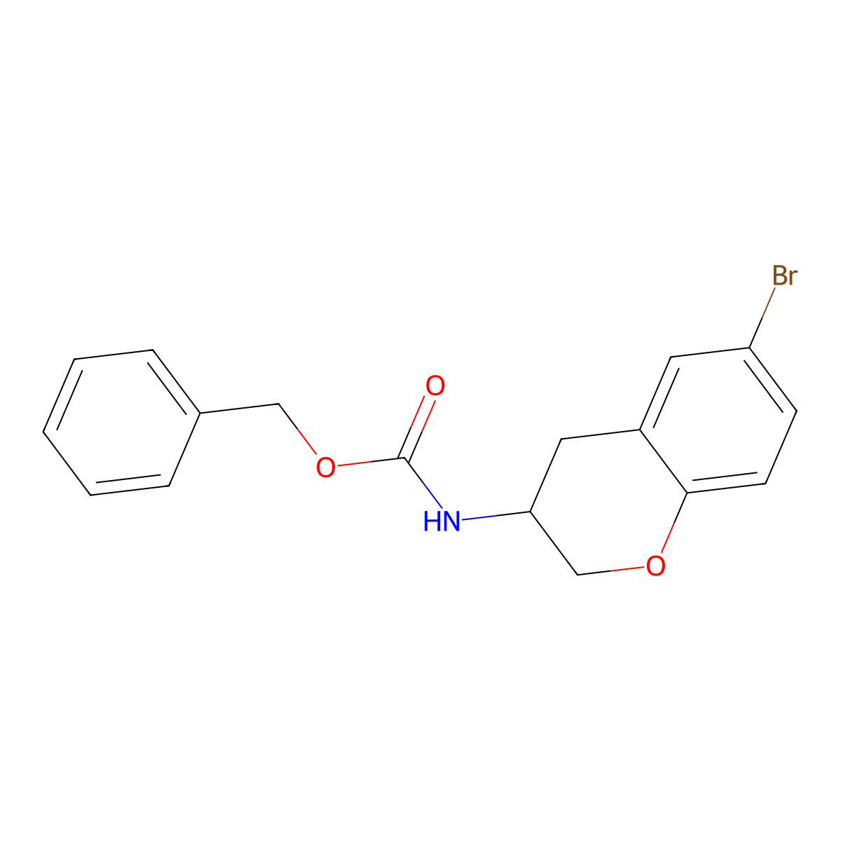 benzyl N-(6-bromo-3,4-dihydro-2H-1-benzopyran-3-yl)carbamate molecular structure, CAS 2680674-07-9