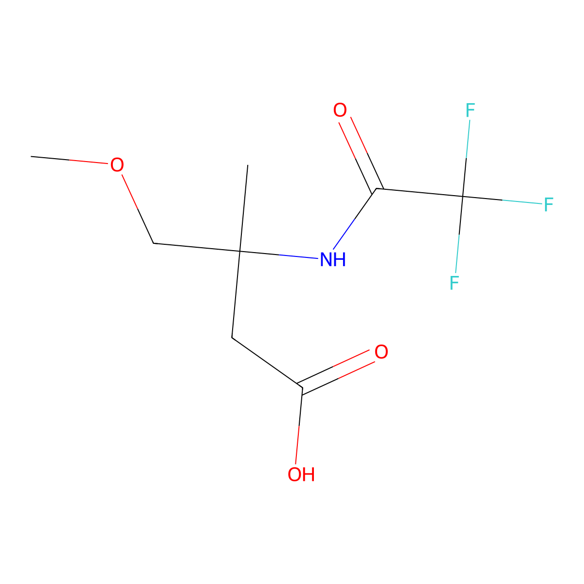 4-Methoxy-3-methyl-3-(trifluoroacetamido)butanoic acid molecular structure, CAS 2680674-08-0