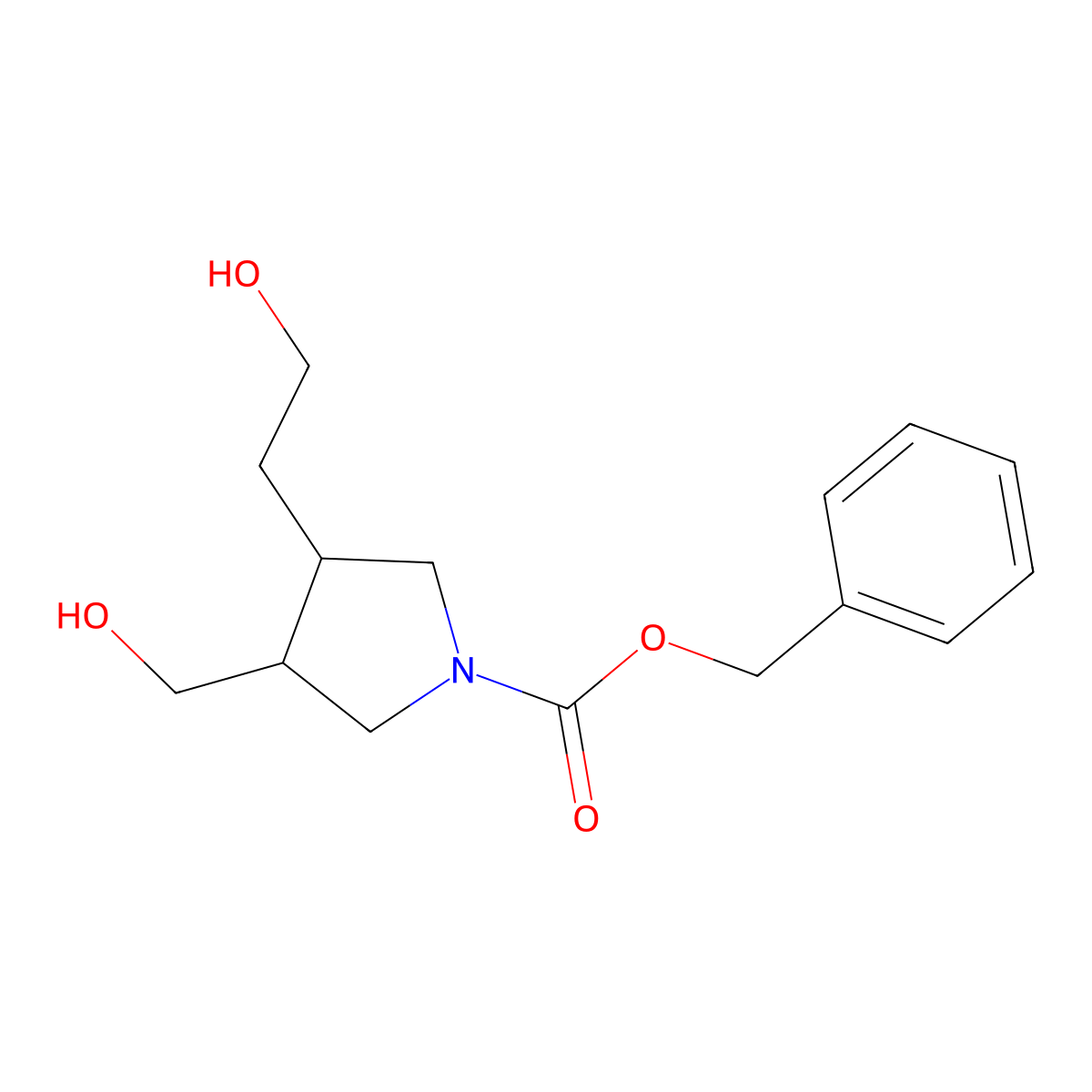 Benzyl 3-(2-hydroxyethyl)-4-(hydroxymethyl)pyrrolidine-1-carboxylate molecular structure, CAS 2680674-13-7
