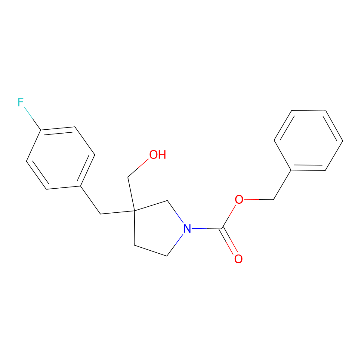 Benzyl 3-[(4-fluorophenyl)methyl]-3-(hydroxymethyl)pyrrolidine-1-carboxylate molecular structure, CAS 2680674-19-3