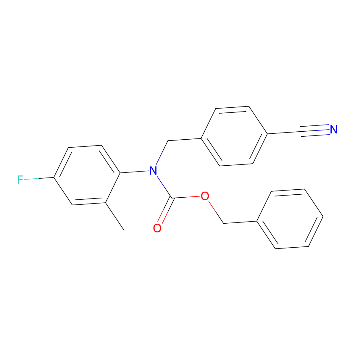 benzyl N-[(4-cyanophenyl)methyl]-N-(4-fluoro-2-methylphenyl)carbamate molecular structure, CAS 2680674-21-7