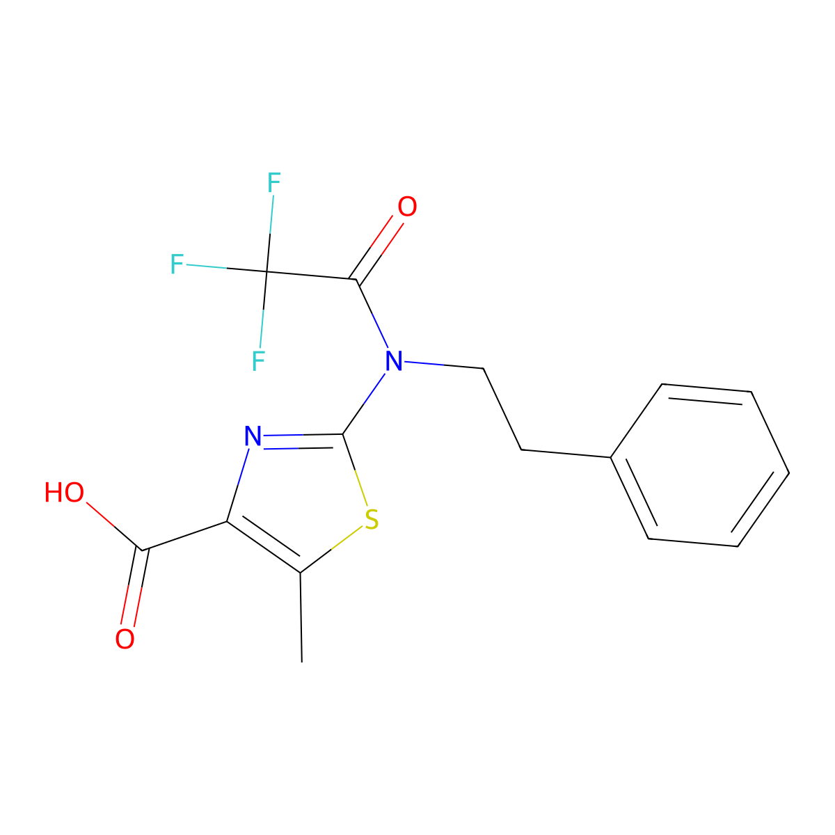 5-methyl-2-[2,2,2-trifluoro-N-(2-phenylethyl)acetamido]-1,3-thiazole-4-carboxylic acid molecular structure, CAS 2680674-25-1