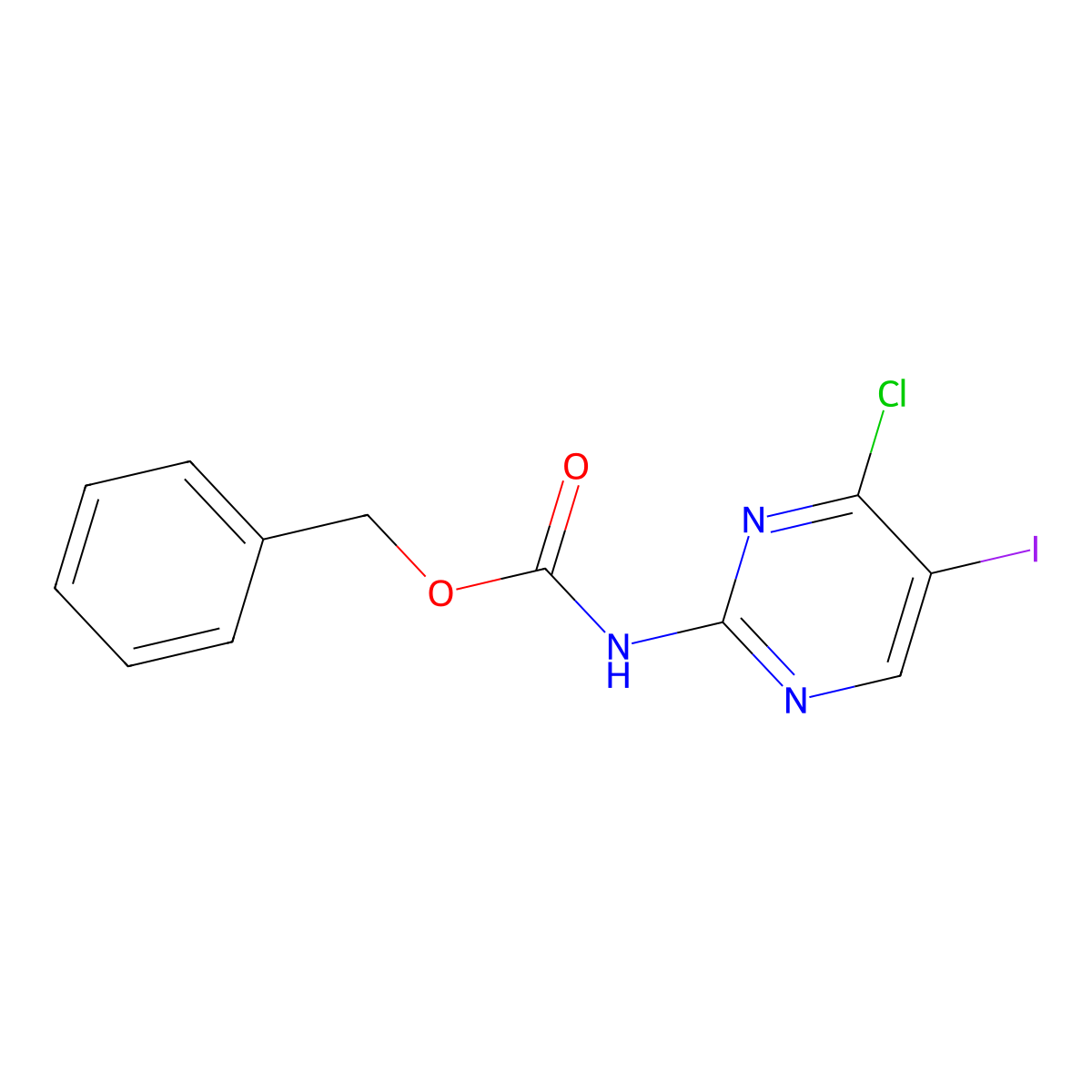 benzyl N-(4-chloro-5-iodopyrimidin-2-yl)carbamate molecular structure, CAS 2680674-27-3