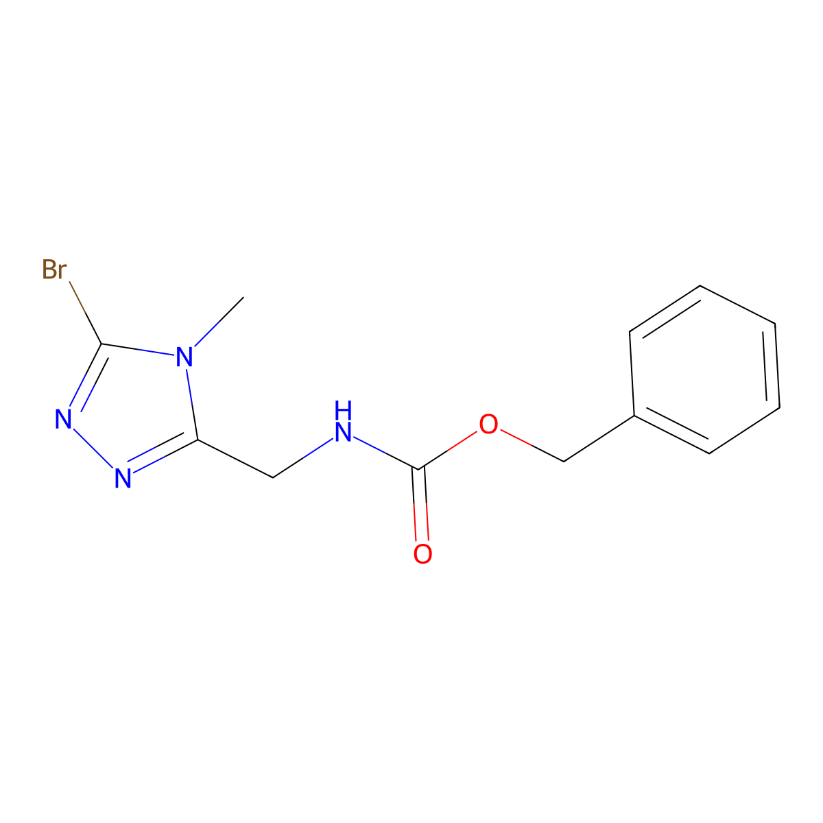 benzyl N-[(5-bromo-4-methyl-4H-1,2,4-triazol-3-yl)methyl]carbamate molecular structure, CAS 2680674-36-4