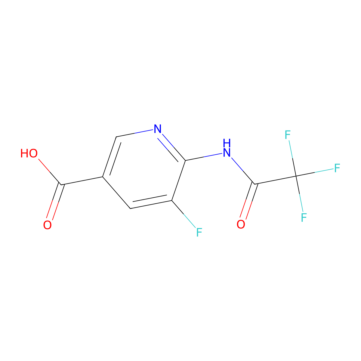 5-Fluoro-6-(2,2,2-trifluoroacetamido)pyridine-3-carboxylic acid molecular structure, CAS 2680674-43-3