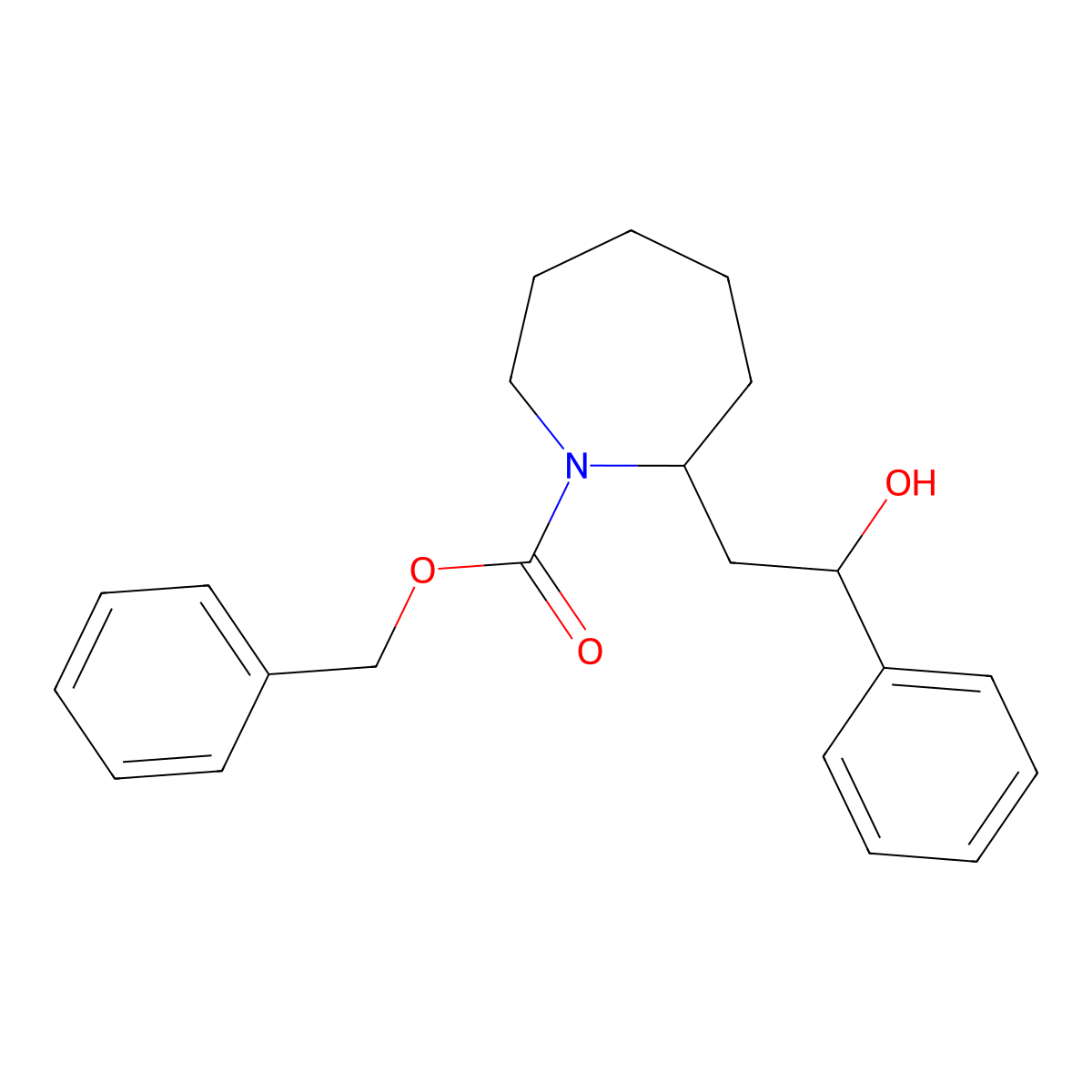 Benzyl 2-(2-hydroxy-2-phenylethyl)azepane-1-carboxylate molecular structure, CAS 2680674-44-4
