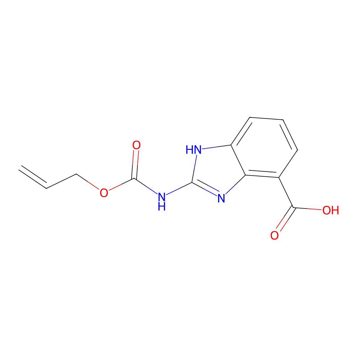 2-{[(prop-2-en-1-yloxy)carbonyl]amino}-1H-1,3-benzodiazole-4-carboxylic acid molecular structure, CAS 2680674-46-6