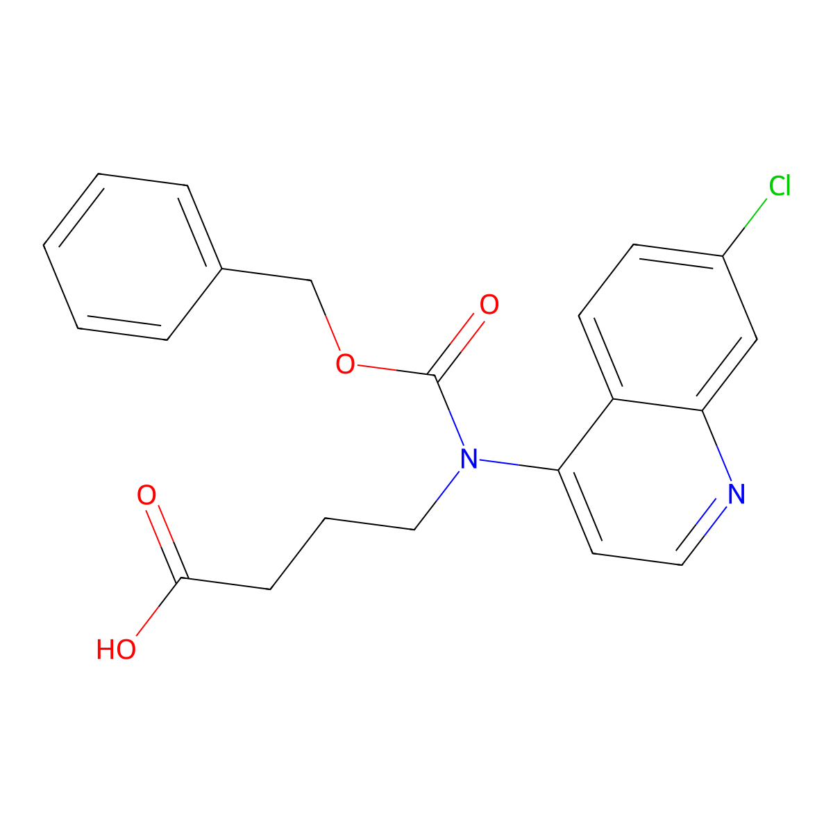 4-{[(Benzyloxy)carbonyl](7-chloroquinolin-4-yl)amino}butanoic acid molecular structure, CAS 2680674-47-7