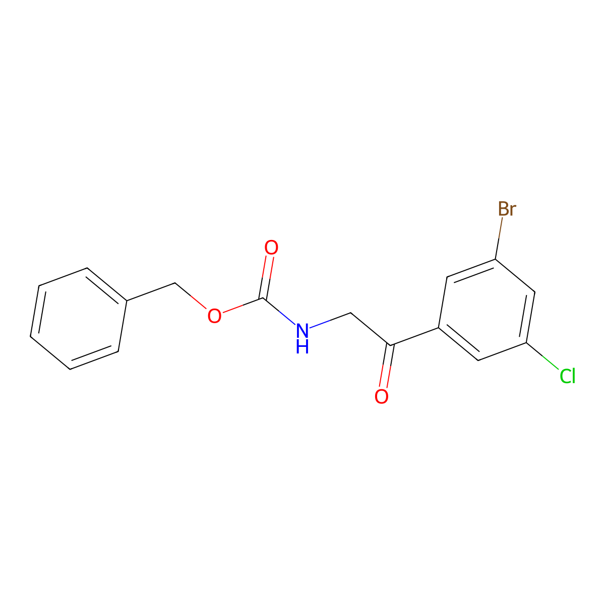 benzyl N-[2-(3-bromo-5-chlorophenyl)-2-oxoethyl]carbamate molecular structure, CAS 2680674-55-7