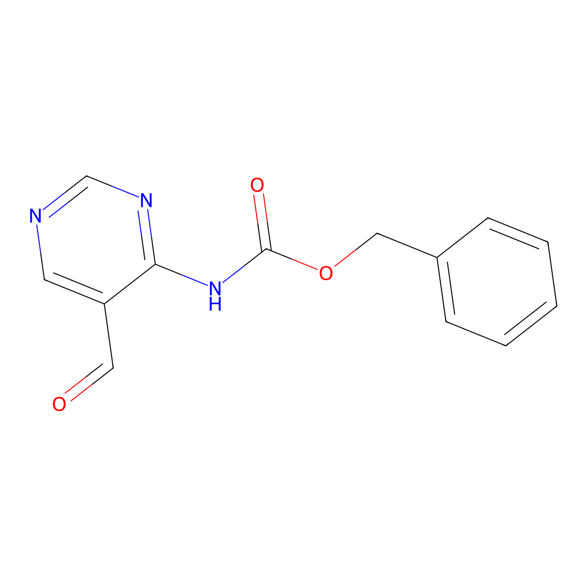 benzyl N-(5-formylpyrimidin-4-yl)carbamate molecular structure, CAS 2680674-58-0