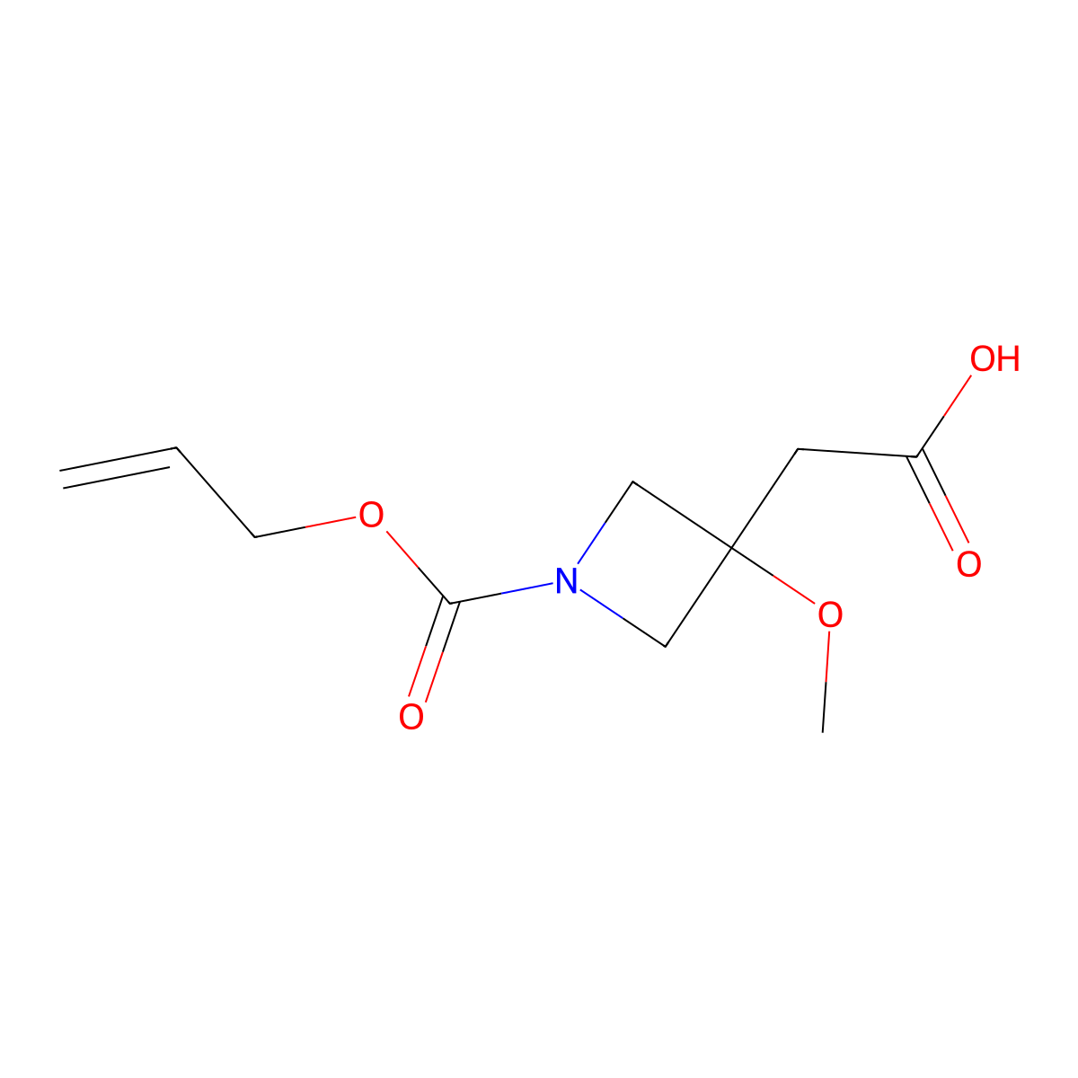2-{3-Methoxy-1-[(prop-2-en-1-yloxy)carbonyl]azetidin-3-yl}acetic acid molecular structure, CAS 2680674-69-3