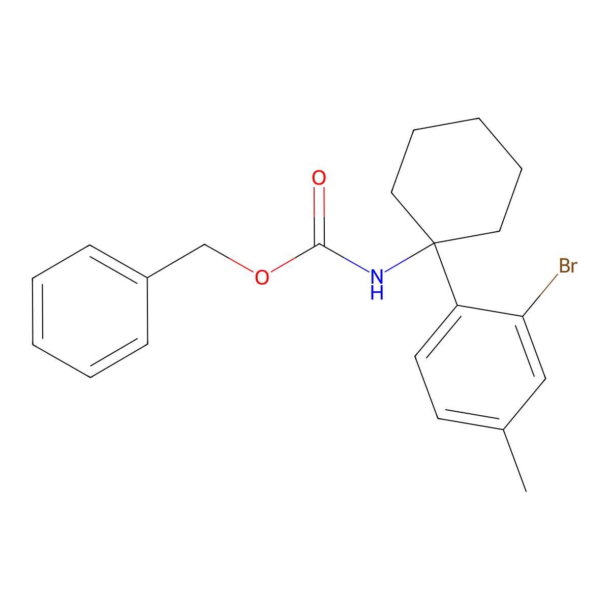 benzyl N-[1-(2-bromo-4-methylphenyl)cyclohexyl]carbamate molecular structure, CAS 2680674-76-2
