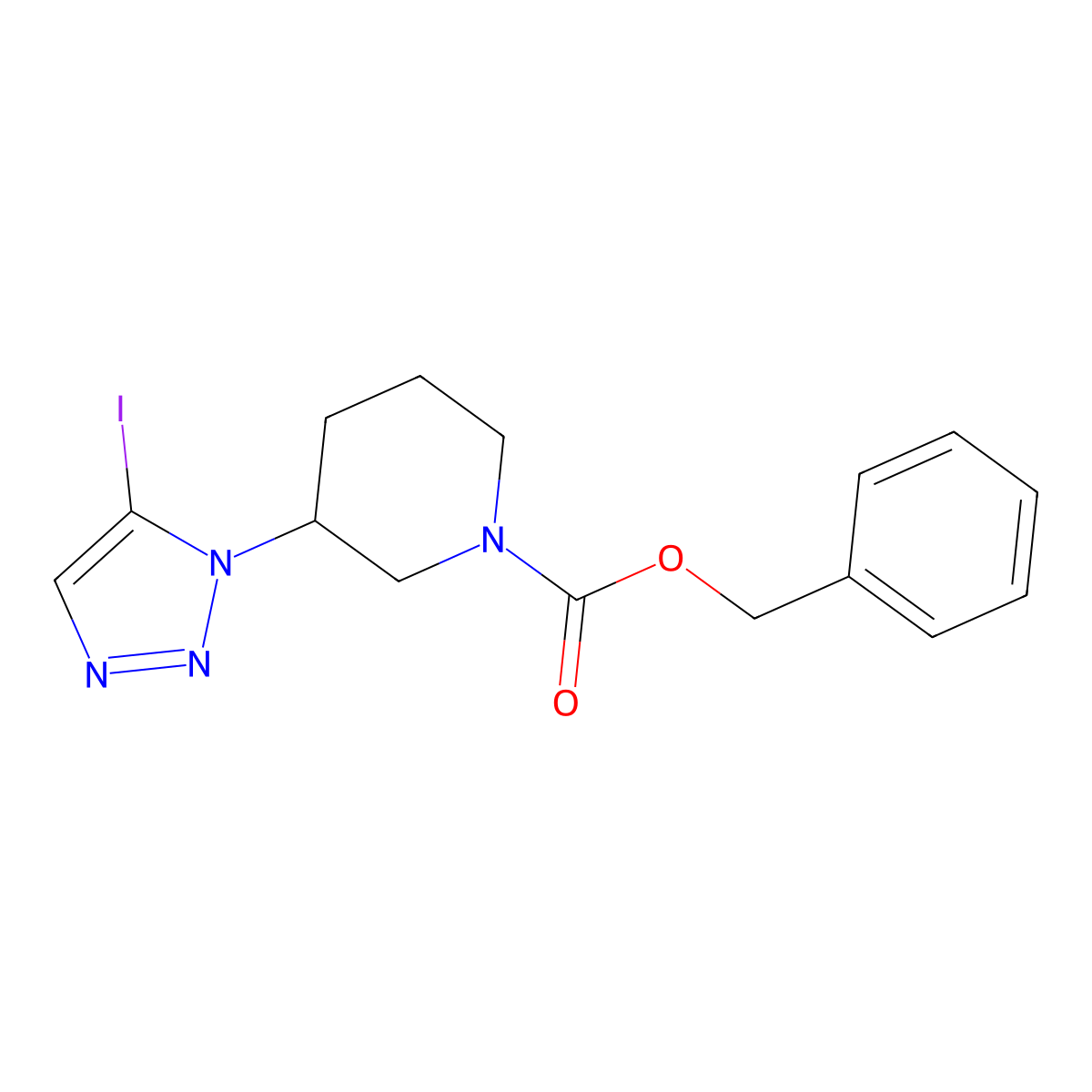 benzyl 3-(5-iodo-1H-1,2,3-triazol-1-yl)piperidine-1-carboxylate molecular structure, CAS 2680674-83-1